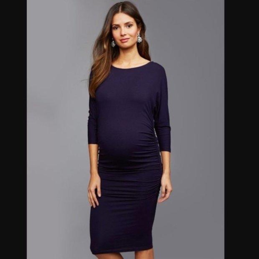 Isabella Oliver Dark Purple Ruched Maternity Dress